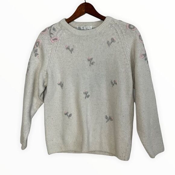Private Party Silk Blend Embroidered Beaded Sweater - Picture 1 of 6